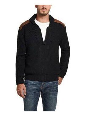 Roundtree & Yorke Men’s Black Cable Zip Front Cardigan Sweater Size L
